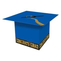 Grad Cap Graduation Party Card Box - Blue