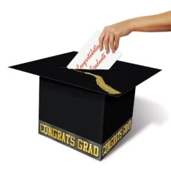 Grad Cap Graduation Party Card Box - Black -Bulk Party Supplies Shop 57393 i2 b44a404e a3a0 4d5b 9916 c470b33e25b4