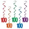100th Birthday Party Whirls - Assorted Colors (5 Per Package)