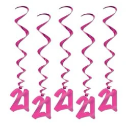 21st Birthday Party Whirls Pink (5 Per Package)