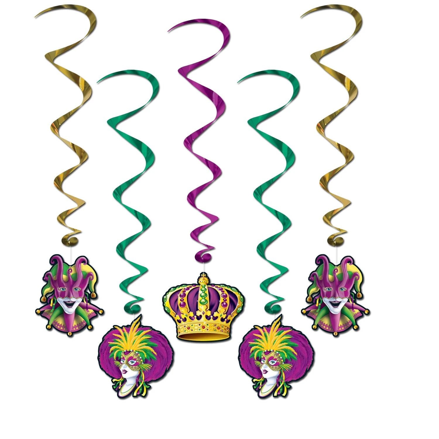 Mardi Gras Whirls (5 Per Package) 1 Mardi Gras Whirls (5 Per Package)
