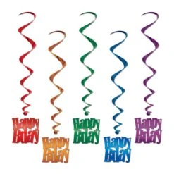 Happy Birthday Party Whirls (5 Per Package)