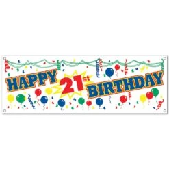 Happy 21st Birthday Party Sign Banner