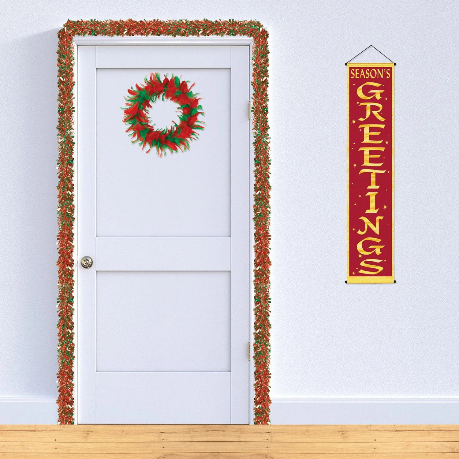 8 Inch Christmas Fancy Wreath - Red & Green 2 8 Inch Christmas Fancy Wreath - Red & Green - Image 2