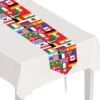 Printed International Flag Party Table Runner -Bulk Party Supplies Shop 57905