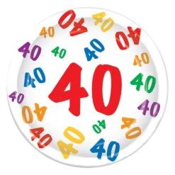40th Birthday Party Paper Plates 9 Inch (8 Per Package)