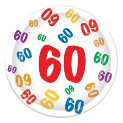 60th Birthday Party Paper Plates 9 Inch (8 Per Package)
