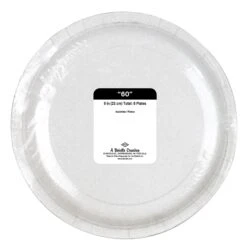 60th Birthday Party Paper Plates 9 Inch (8 Per Package) -Bulk Party Supplies Shop 58037 60 i3