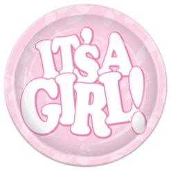 It's A Girl! Paper Plates 7 Inch (8 Per Package)