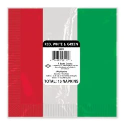 Red - White & Green Party Luncheon Napkins (16 Per Package) 8 Red - White & Green Party Luncheon Napkins (16 Per Package) -Bulk Party Supplies Shop 58111 i3