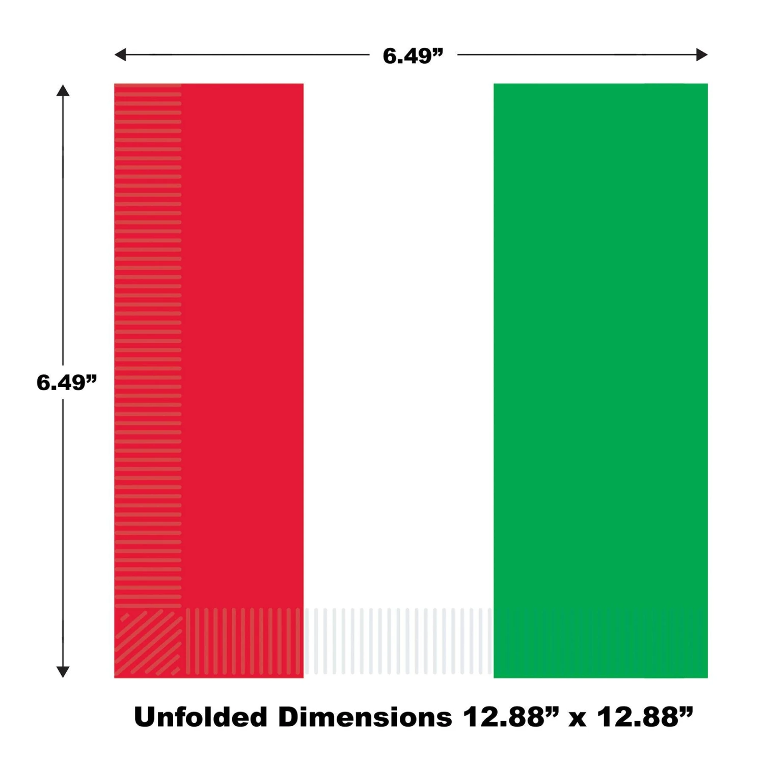 Red - White & Green Party Luncheon Napkins (16 Per Package) 6 Red - White & Green Party Luncheon Napkins (16 Per Package) - Image 6