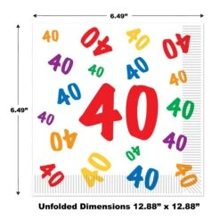 40th Birthday Party Luncheon Napkins (16 Per Package) -Bulk Party Supplies Shop 58138 40 i5