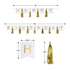 Happy Birthday Party Tassel Streamer- Gold And White -Bulk Party Supplies Shop 59630 i5