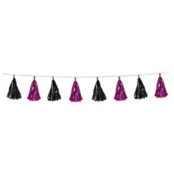 Metallic Tassel Garland - Cerise & Black