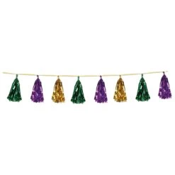 Mardi Gras Metallic Tassel Garland - Gold - Green - Purple