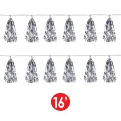 Metallic Party Tassel Garland - Silver -Bulk Party Supplies Shop 59927 S i7 2