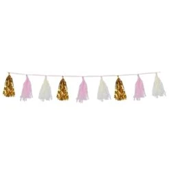 Metallic & Tissue Tassel Garland - Pink