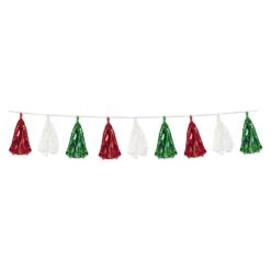 Fiesta Metallic & Tissue Tassel Garland - Red - White - Green