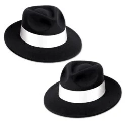 Black Velour Fedora With Band (25 Per Case)