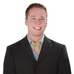 Mardi Gras Beaded Mardi Gras Tie -Bulk Party Supplies Shop 60067 i2