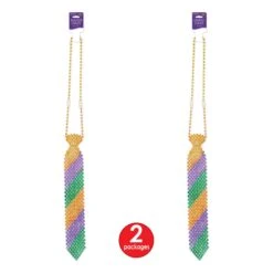 Mardi Gras Beaded Mardi Gras Tie -Bulk Party Supplies Shop 60067 i3 1