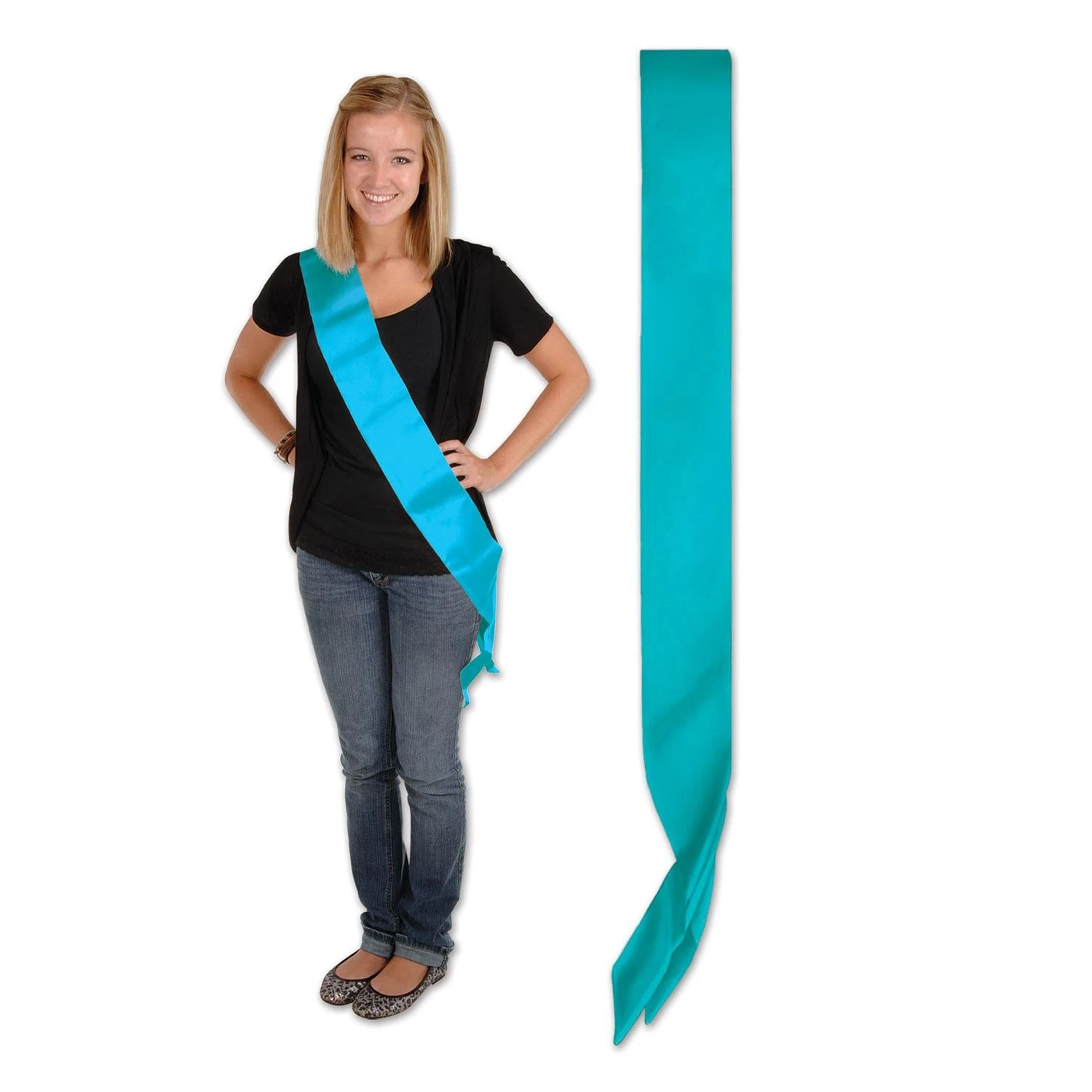 Satin Sash - Turquoise 1 Satin Sash - Turquoise