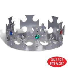 Silver Plastic Jeweled King's Crown -Bulk Party Supplies Shop 60250 S i4