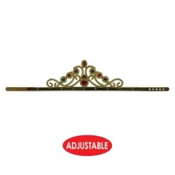 Plastic Jeweled Queen's Tiara - Gold -Bulk Party Supplies Shop 60251 GD i5