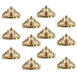 Plastic Jeweled Queen's Tiara - Gold -Bulk Party Supplies Shop 60251 GD i7