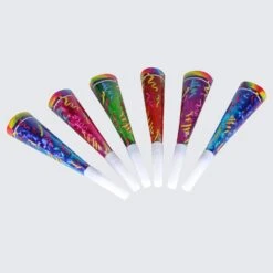 New Year's Eve Prismatic Party Horns (6 Per Package)