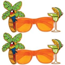 Luau Party Palm Tree & Parrot Fanci-Frame Glasses -Bulk Party Supplies Shop 60376 i7