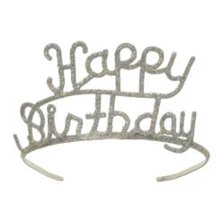 Glittered Metal Happy Birthday Party Tiara