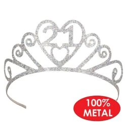 Glittered Metal 21st Birthday Party Tiara -Bulk Party Supplies Shop 60633 21 i4