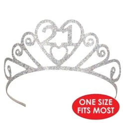 Glittered Metal 21st Birthday Party Tiara -Bulk Party Supplies Shop 60633 21 i5