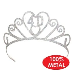 Glittered Metal 40th Birthday Party Tiara -Bulk Party Supplies Shop 60633 40 i4