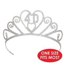 Glittered Metal 40th Birthday Party Tiara -Bulk Party Supplies Shop 60633 40 i5