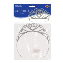 Glittered Metal 60th Birthday Party Tiara -Bulk Party Supplies Shop 60633 60 i3