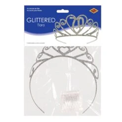 Glittered Metal 70th Birthday Party Tiara 7 Glittered Metal 70th Birthday Party Tiara -Bulk Party Supplies Shop 60633 70 i3