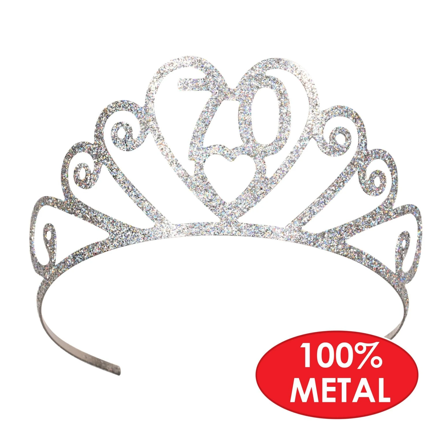 Glittered Metal 70th Birthday Party Tiara 4 Glittered Metal 70th Birthday Party Tiara - Image 4