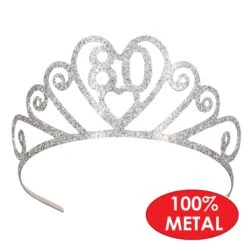 Glittered Metal 80th Birthday Party Tiara -Bulk Party Supplies Shop 60633 80 i4