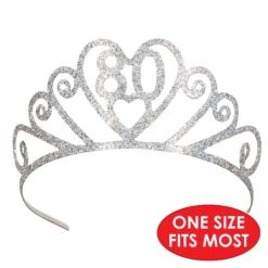 Glittered Metal 80th Birthday Party Tiara -Bulk Party Supplies Shop 60633 80 i5
