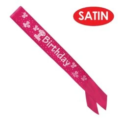 1st Birthday Satin Sash - Pink -Bulk Party Supplies Shop 60673 P i4