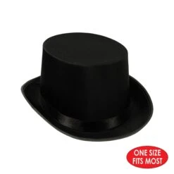 Satin Sleek Top Hat - Black -Bulk Party Supplies Shop 60839 BK i4