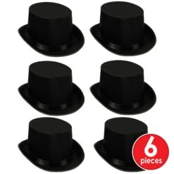 Satin Sleek Top Hat - Black -Bulk Party Supplies Shop 60839 BK i7 1