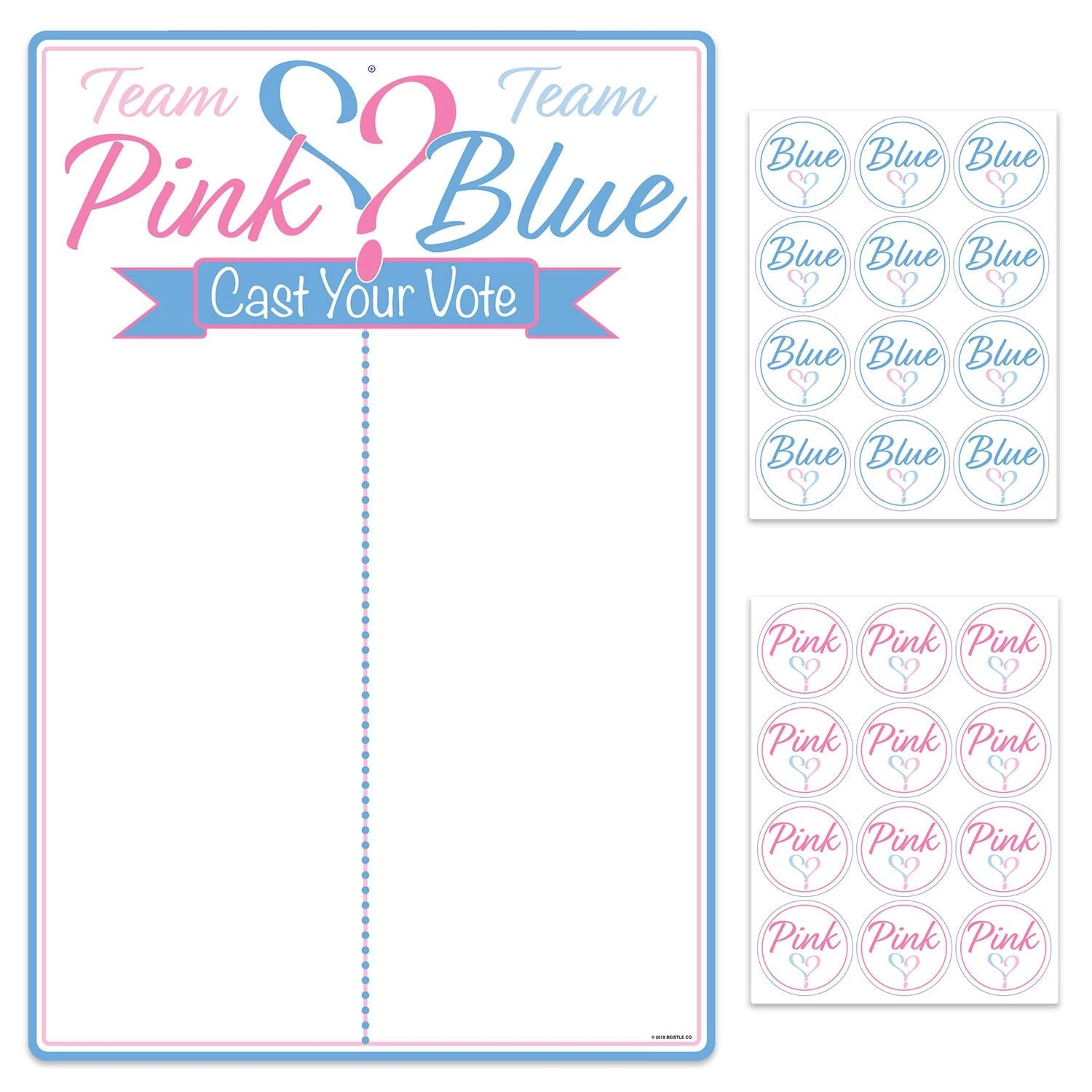 Gender Reveal Tally Board & Stickers 1 Gender Reveal Tally Board & Stickers