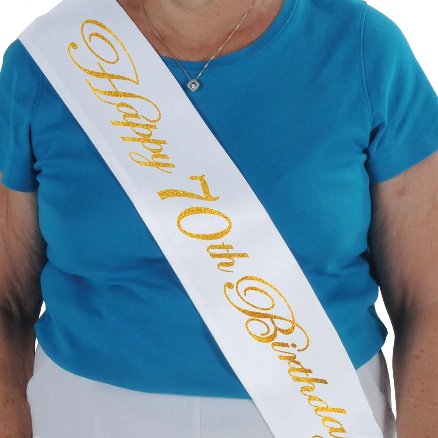 Glittered Happy 70th Birthday Satin Sash 2 Glittered Happy 70th Birthday Satin Sash - Image 2