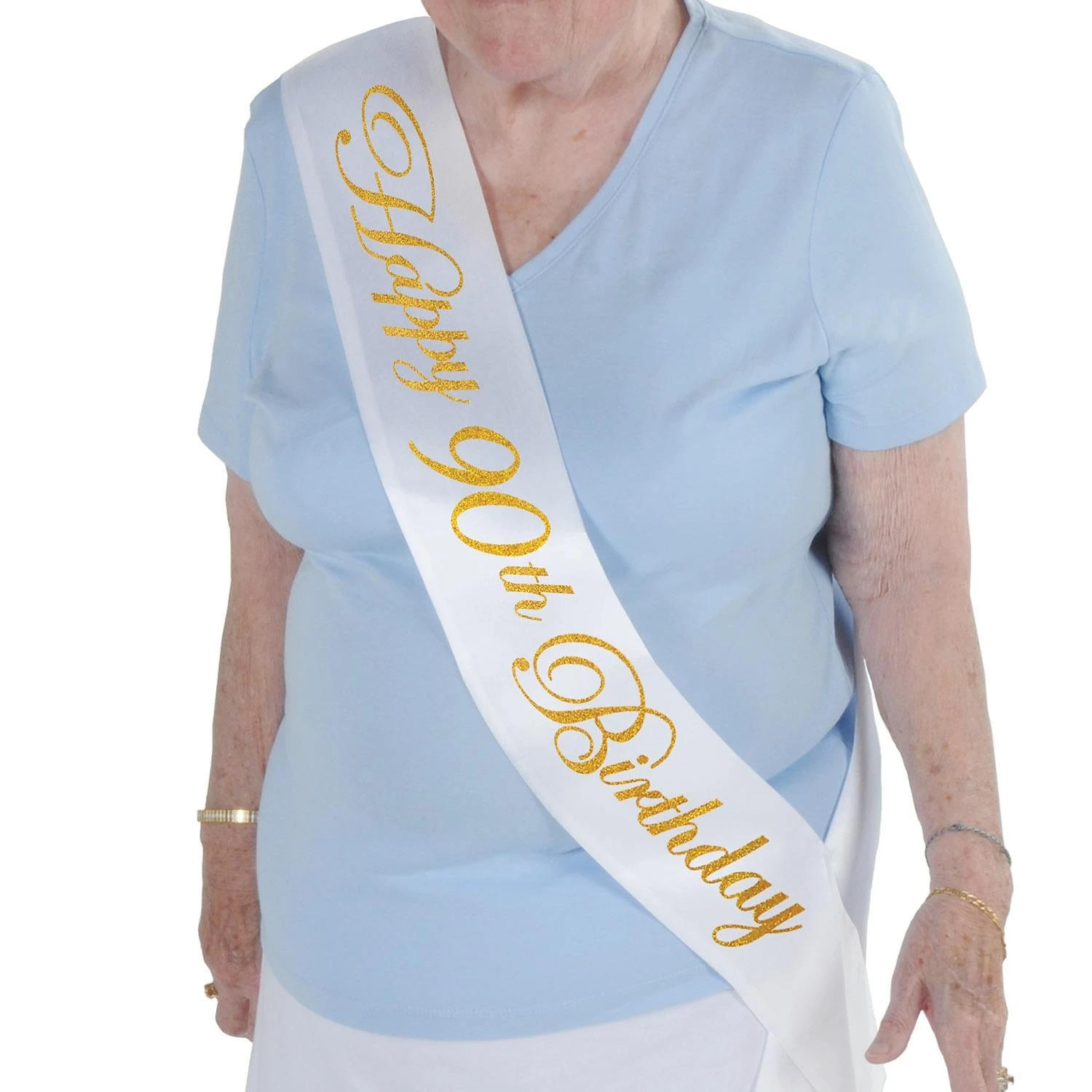 Glittered Happy 90th Birthday Satin Sash 2 Glittered Happy 90th Birthday Satin Sash - Image 2