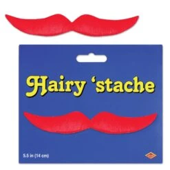 Halloween Hairy 'stache - Red - Self-adhesive