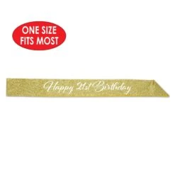 Happy 21st Birthday Party Glittered Sash 7 Happy 21st Birthday Party Glittered Sash -Bulk Party Supplies Shop 66020 i5