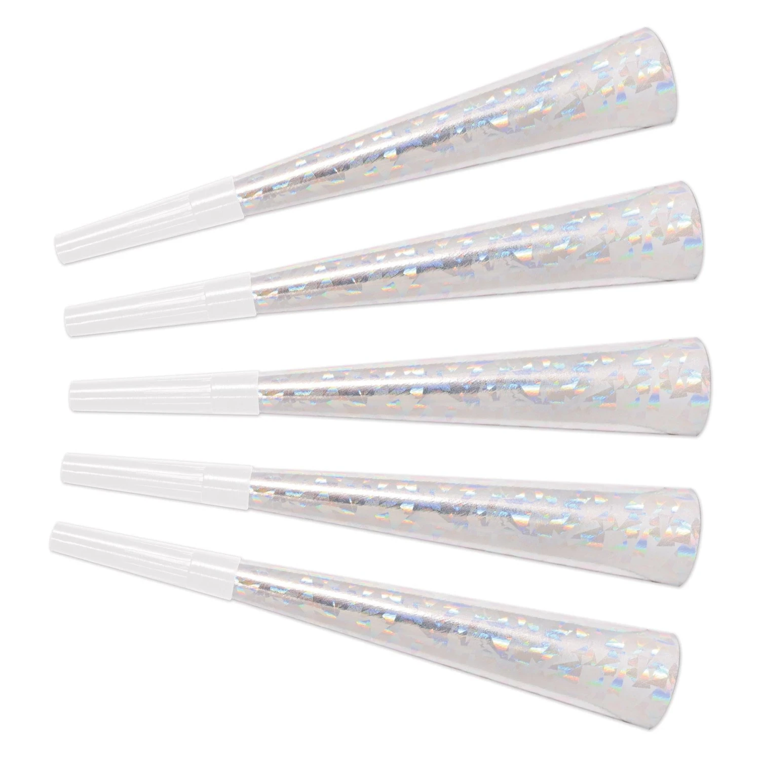 Prismatic New Years Party Horns Silver (100 Per Case) 1 Prismatic New Years Party Horns Silver (100 Per Case)